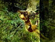 bruno liljefors, barrskog med skogsmard anfallande en orrhona